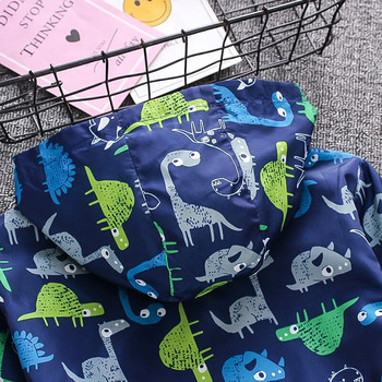 Νέα άφιξη για αγόρια μπουφάν Φθινόπωρο 2021 Κινούμενα σχέδια Dinosaur Animal Blue Baby Clothes Jacket Zipper Cardigan για αγόρια 2-6 ετών
