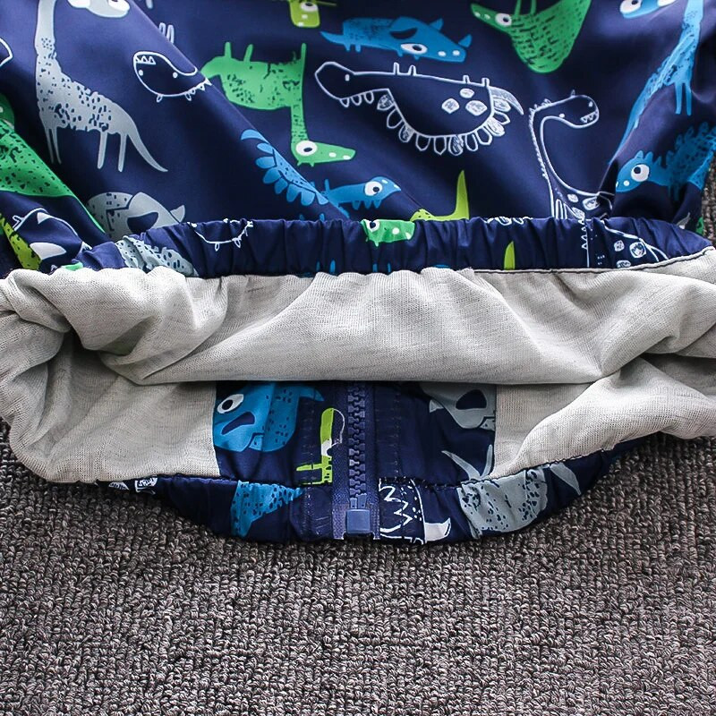 Naujas berniukų švarkų pristatymas 2021 m. rudenį Animacinis filmas Dinozaurų Mėlynas Kūdikių Drabužiai Striukė su užtrauktuku 2–6 metų berniukams