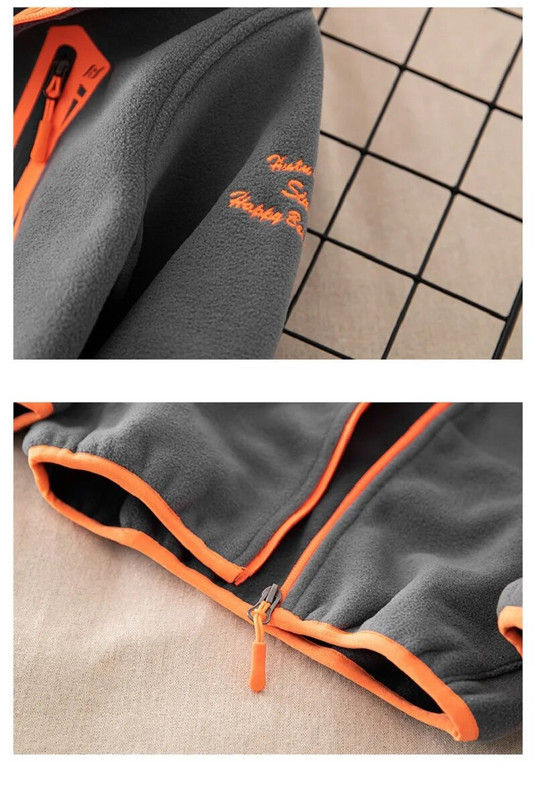 Brändi tuulekindel kapuutsiga lukuga Täisfliisist lastemantel Kontrastne beebipoiste joped Laste rõivad Laste ülerõivad 3-14 aastat