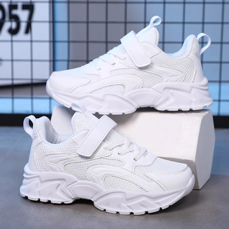 Λευκά παιδικά παπούτσια Αθλητικά παπούτσια για αγόρι μόδα 2023 Νέο αναπνεύσιμο παιδικό τένις 6 έως 12 ετών Άνετα αθλητικά παπούτσια για τρέξιμο για αγόρι
