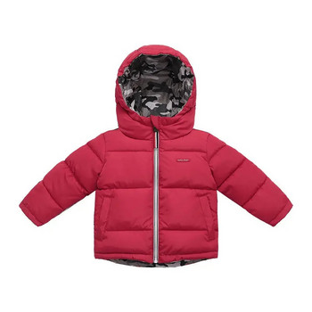 Зимно дебело топло пухено палто за момчета Якета могат да се носят от двете страни Връхни дрехи с качулка за малко дете Горнища за бебета Детски дрехи