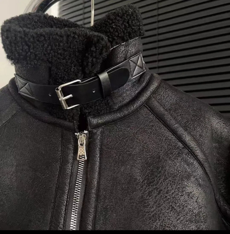 Μπουφάν μοτοσικλέτας 2023 Χειμώνας για αγόρια και κορίτσια με όρθια όρθια λαιμόκοψη με παχύρρευστο παλτό από αρνί αρνί για παιδιά