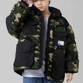 Nauja berniukiška striukė kamufliažinė vilna, vaikiška paltai Vaikiški viršutiniai drabužiai 2022 m. rudens žiema-W009