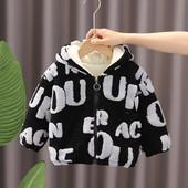 Χειμώνας 2023 Baby Boys Coats Warm Jackets Παχύ βελούδινο παιδικό πανωφόρι με κουκούλα Κοριτσίστικα φθινοπωρινό μπουφάν Παιδικό παλτό χοντρά ρούχα