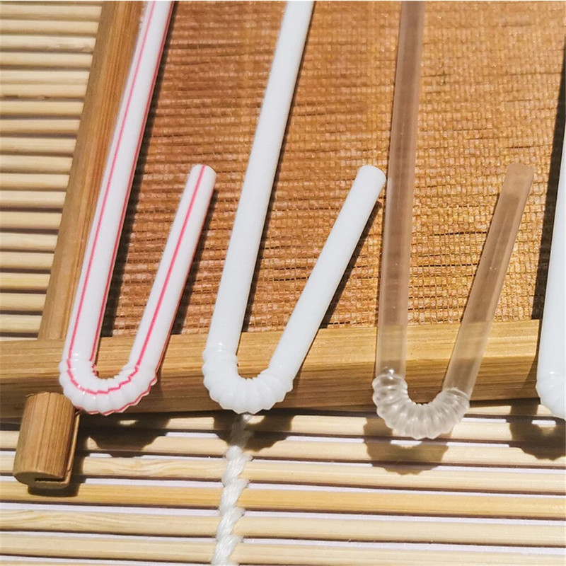 50/100 vnt. „Cusp“ šiaudelių grandinės paketas išlenktas suvyniotas gėrimas 3,6 * 150 mm PP ploni šiaudeliai pieno arbatos gėrimai maži šiaudeliai kokteilių vakarėlis