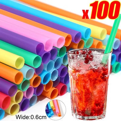 100 de bucăți din plastic colorat paie mari de băut de unică folosință pentru ceai de lapte cu bule de perle Smoothie băutură consumabile pentru petreceri Accesorii pentru bar