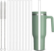 8 vnt šiaudelių pakaitiniai Stanley puodelio šiaudeliai su 2 valymo šepečiais Daugkartiniai šiaudeliai, suderinami su Stanley 14/20/30/40 Oz puodeliu