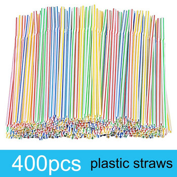 600 τμχ Πλαστικά καλαμάκια πόσης μιας χρήσης Πολύχρωμα ριγέ εύκαμπτα καλαμάκια αγκώνων Εκδήλωση Παρόμοια προμήθειες Χρώμα Τυχαία