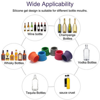 Πώμα φιαλών FDA Κάλυμμα συντήρησης φιαλών κρασιού σιλικόνης πολύχρωμο σιλικόνης τροφίμων Πώμα προστασίας από διαρροές RedWine Πώμα κόκκινου κρασιού