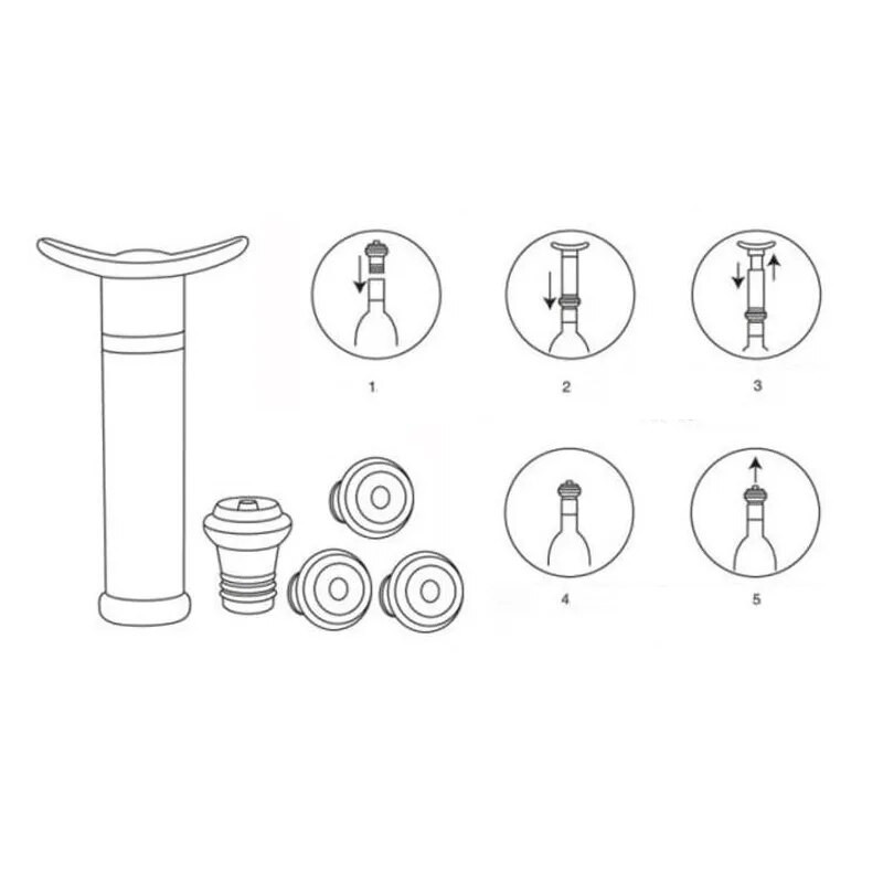 Πώμα κρασιού με εξαρτήματα ράβδου αντλίας κενού Κλειδαριά αέρα Αεριστής Πώμα φιάλης από ανοξείδωτο χάλυβα Keep Wine Fresh Saver Seal