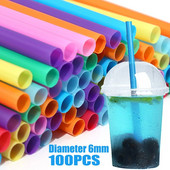 100 vnt. plastikiniai vienkartiniai šiaudeliai Spalvingi pieno arbatos šiaudeliai Gimtadienio šventės reikmenys Virtuvės reikmenys