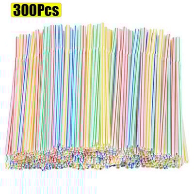 300 komada Rainbow Fleksibilne slamke za piće Jednokratne slamke Plastične zakrivljene savitljive cijevi za piće Slamke za višekratnu upotrebu Dodaci za zabave