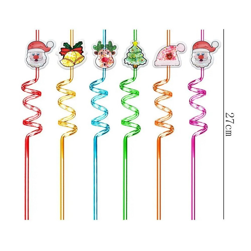 6 vnt Kalėdų spiralės šiaudų Kalėdų senelis Briedis šiaudų animacinių filmų dekoravimas Vaikų dovanos Kalėdų vakarėlio reikmenys