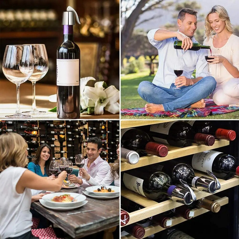 Konco vyno butelio kamštis, nerūdijančio plieno vyno butelio kamštis su silikonu, daugkartinio naudojimo vakuuminio sandariklio butelio kamštis išlaiko vyną šviežią