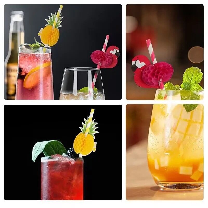 50 τμχ Κυψελοειδή χαρτί καλαμάκι Χριστουγεννιάτικο δέντρο Flamingo Drinking Straws Κοκτέιλ για πάρτι μιας χρήσης Juice Straws Party Επιτραπέζια σκεύη