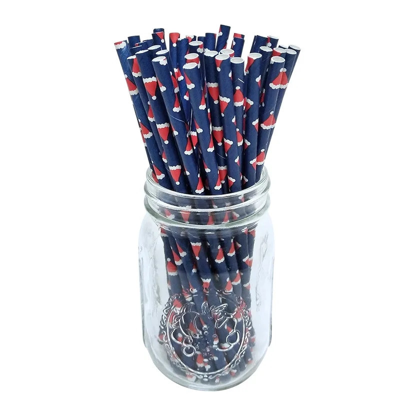 100/50/25 τμχ Χάρτινα καλαμάκια Χριστουγεννιάτικα επιτραπέζια διακοσμητικά για το σπίτι Χριστουγεννιάτικο πάρτι Drinking Straw Noel Navidad 2023 Πρωτοχρονιά 2024