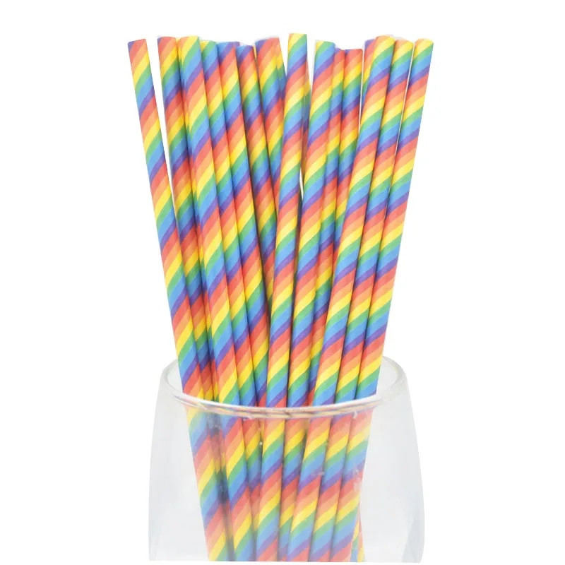 Biologicky odbúrateľné papierové slamky s pruhmi, ružové, modré, žlté, pruhované, slamky na pitie, svadobné, narodeninové, párty, dekorácie, detská sprcha, deti