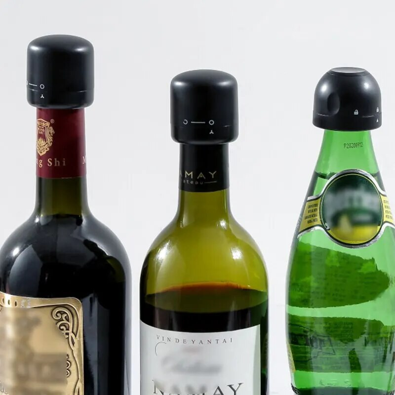 Raudonojo vyno šampano butelių kamštelių rinkinys iš 2 daugkartinių butelių kamščių silikoninių sandarių laikymo priemonių, apsaugančių nuo nuotėkio