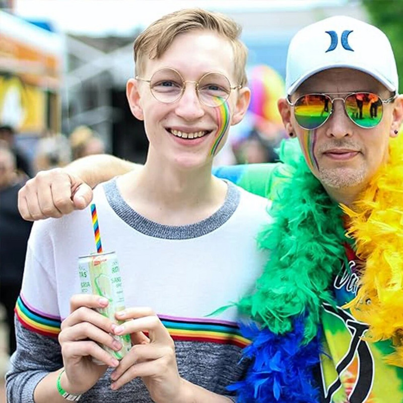 100 τεμ. χάρτινα καλαμάκια Rainbow, βιοαποικοδομήσιμα πολύχρωμα ριγέ χάρτινα καλαμάκια πόσιμου, ανακυκλώσιμα καλαμάκια πόσιμου Pride Party για Jui