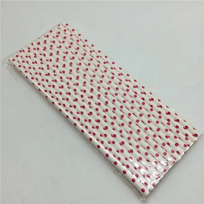 25 vnt./stal. Raudono kvadrato taškelio širdelės popieriniai šiaudeliai gimtadienio vestuvėms Dekoratyvinis vakarėlis Ekologiškas Ševronas Kūrybiniai gėrimo šiaudeliai