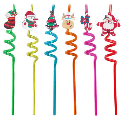 Καλαμάκια πόσιμου δώρου Χριστουγέννων Πρωτοχρονιάς Σκληρά πλαστικά επαναχρησιμοποιήσιμα καλαμάκια για μπομπονιέρες για οικογενειακά πάρτι Προμήθειες δώρων χωρίς BPA