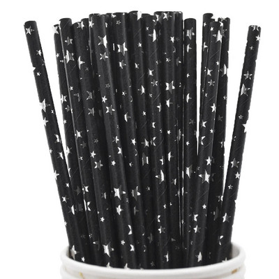 Μαύρο ροζ χρυσό αλουμινόχαρτο ρίγες μασίφ αστέρια κουκκίδα μεταλλικό χαρτί για πόσιμο καλαμάκια μιας χρήσης Στολισμός γάμου Προμήθειες για πάρτι γενεθλίων