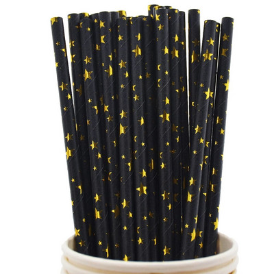 Μαύρο ροζ χρυσό αλουμινόχαρτο ρίγες μασίφ αστέρια κουκκίδα μεταλλικό χαρτί για πόσιμο καλαμάκια μιας χρήσης Στολισμός γάμου Προμήθειες για πάρτι γενεθλίων
