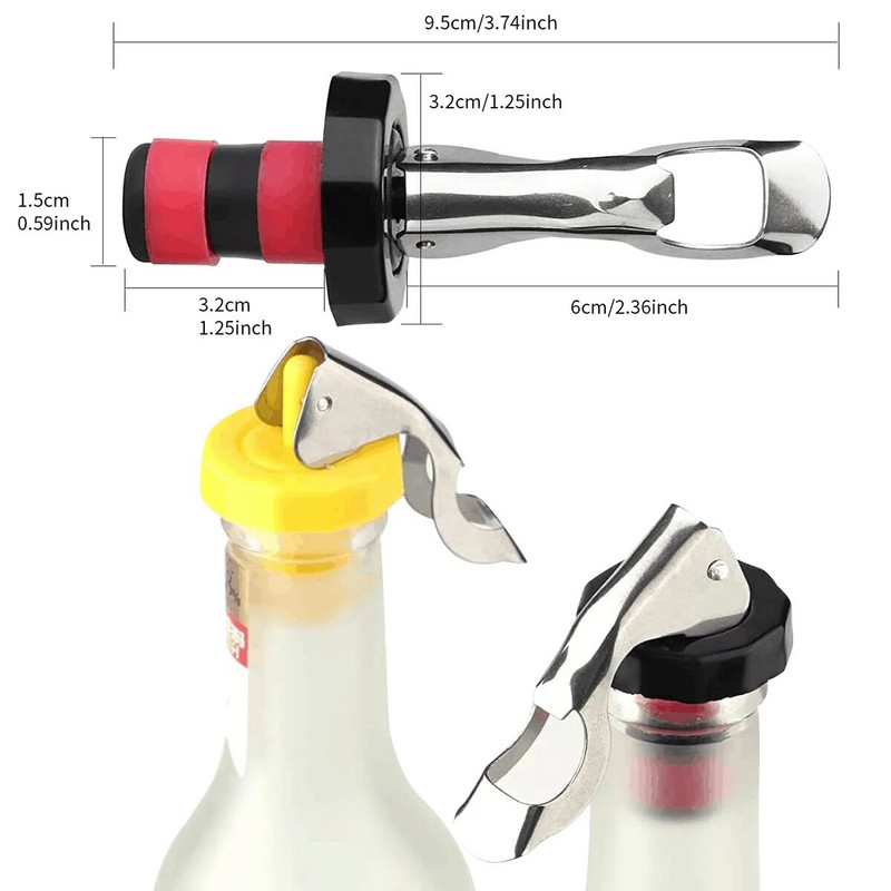 6 vnt vyno kamščiai, sandarūs vakuuminiai butelių kamščiai, daugkartinio naudojimo vyno laikymo butelių kamšteliai, šampano kamščiai, virtuvės baro priedai