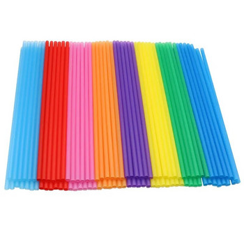 100 БР. Пластмасови сламки за еднократна употреба Цветни сламки за парти събитие Гъвкава голяма права тръба Аксесоари за сламки 6*190 мм