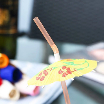 10-100 бр. Тропически сламки за чадър Микс цветни пластмасови сламки за еднократна употреба за коктейлен сок Декорация на плажно парти на Хавай