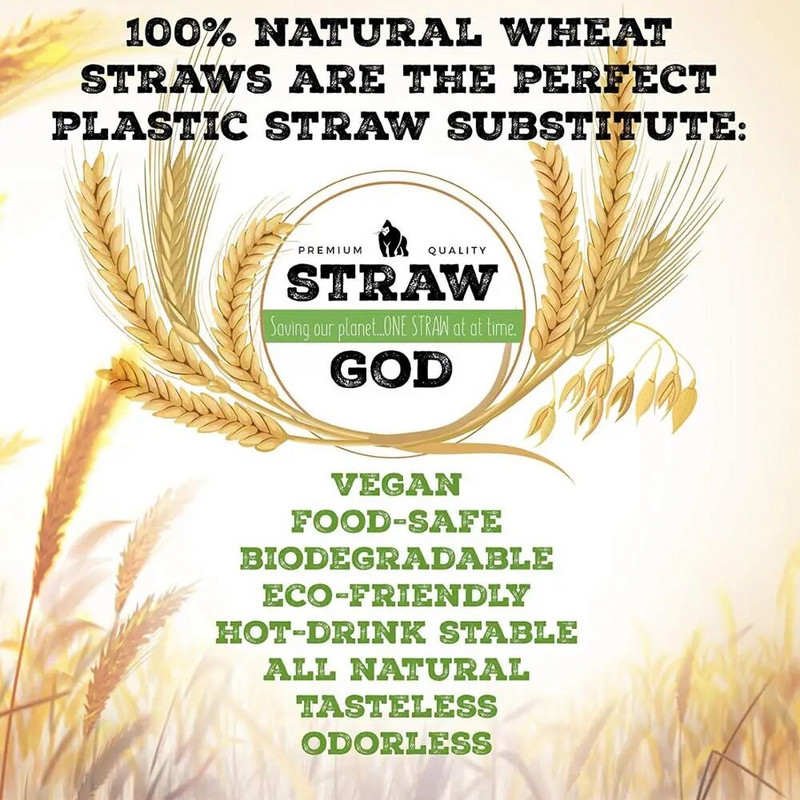 100 komada jednokratnih pšeničnih slamki od 20 cm, ekološki prihvatljivih prirodnih pšeničnih slamki za piće, ekološki prihvatljivih slamki za posuđe za piće Dodatak za bar