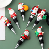 1vnt Kalėdų serija Kalėdų Senelio vyno butelio kamštelis vakarėlio dovana Kalėdų baro dekoras Užsandarintas šviežiai išsilaikantis vyno šampano kamštis