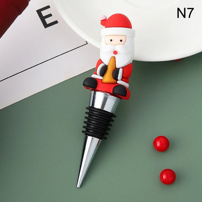 1vnt Kalėdų serija Kalėdų Senelio vyno butelio kamštelis vakarėlio dovana Kalėdų baro dekoras Užsandarintas šviežiai išsilaikantis vyno šampano kamštis