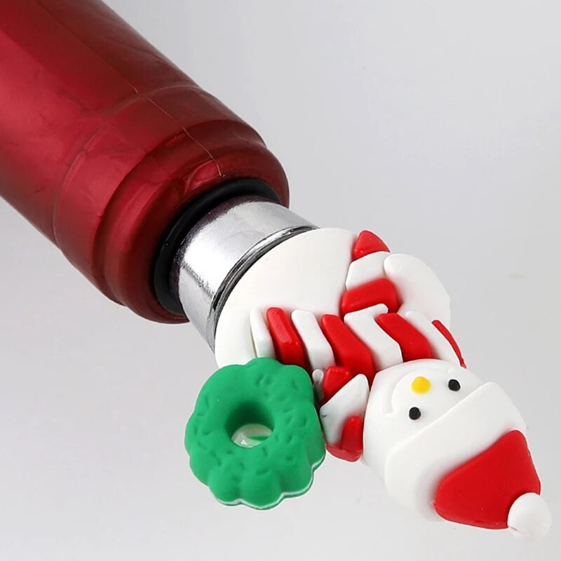 1vnt Kalėdų serija Kalėdų Senelio vyno butelio kamštelis vakarėlio dovana Kalėdų baro dekoras Užsandarintas šviežiai išsilaikantis vyno šampano kamštis