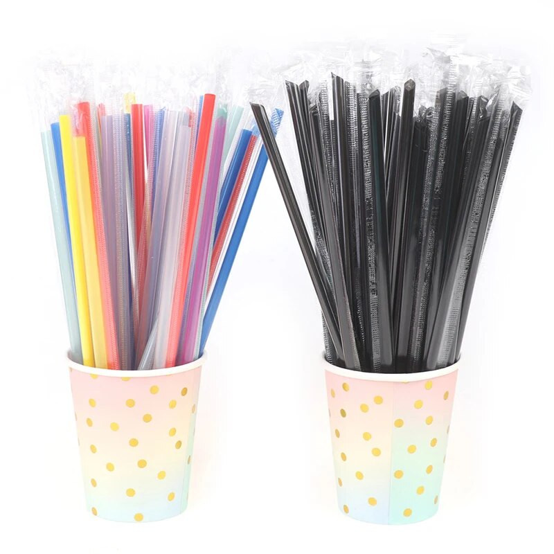 100 τμχ Clear Individually Wrapped Drinking PP Straws Τσάι Ροφήματα Καλαμάκια Εορταστική εκδήλωση γενεθλίων Προμήθειες πάρτι Φτηνές χονδρική