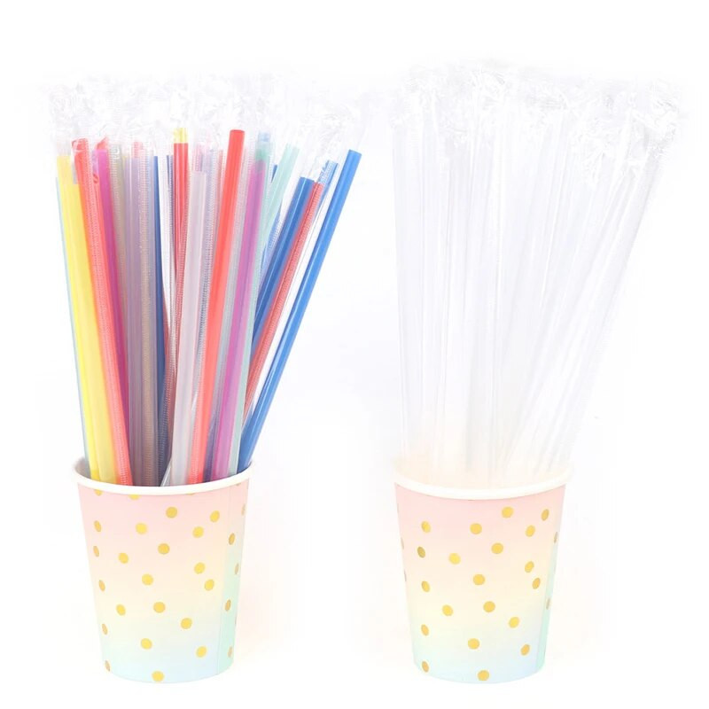 100 τμχ Clear Individually Wrapped Drinking PP Straws Τσάι Ροφήματα Καλαμάκια Εορταστική εκδήλωση γενεθλίων Προμήθειες πάρτι Φτηνές χονδρική