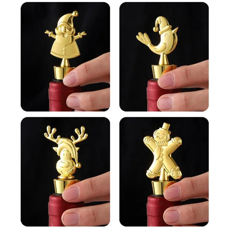 Vinski pluteni čep za boce otporan na curenje Božićni Elk čep za boce 3D dizajn Djed Mraz čep za boce za jednostavno čišćenje Čep za boce vina