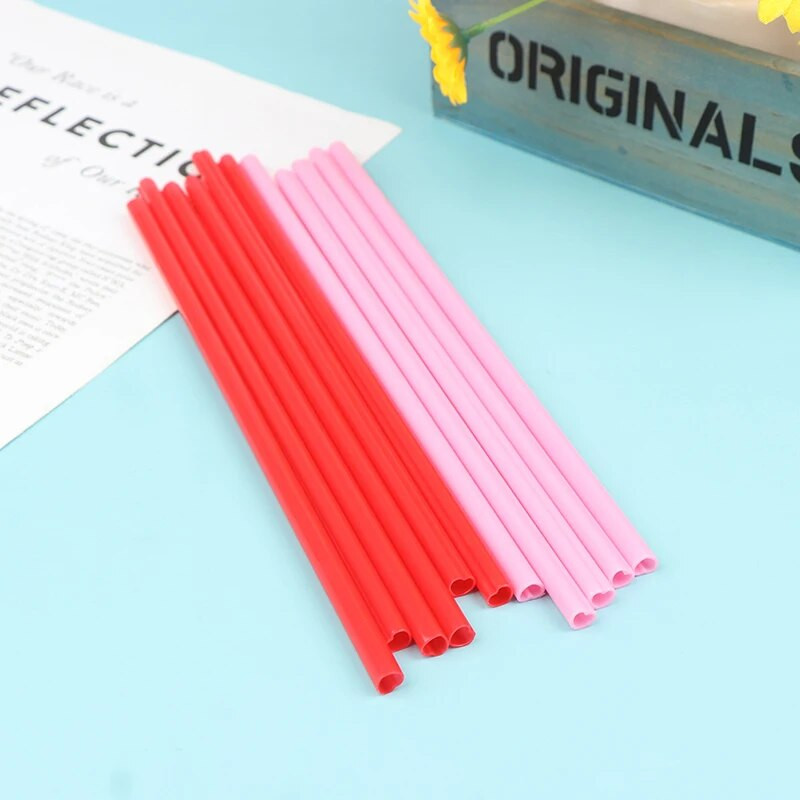 25 kom Plastične slamke za piće od 23 cm za višekratnu upotrebu, prijenosne ružičasto crvene slamke u obliku srca, slamke za kavu, pivo, piće, svadbeni bar, potrepštine za zabave