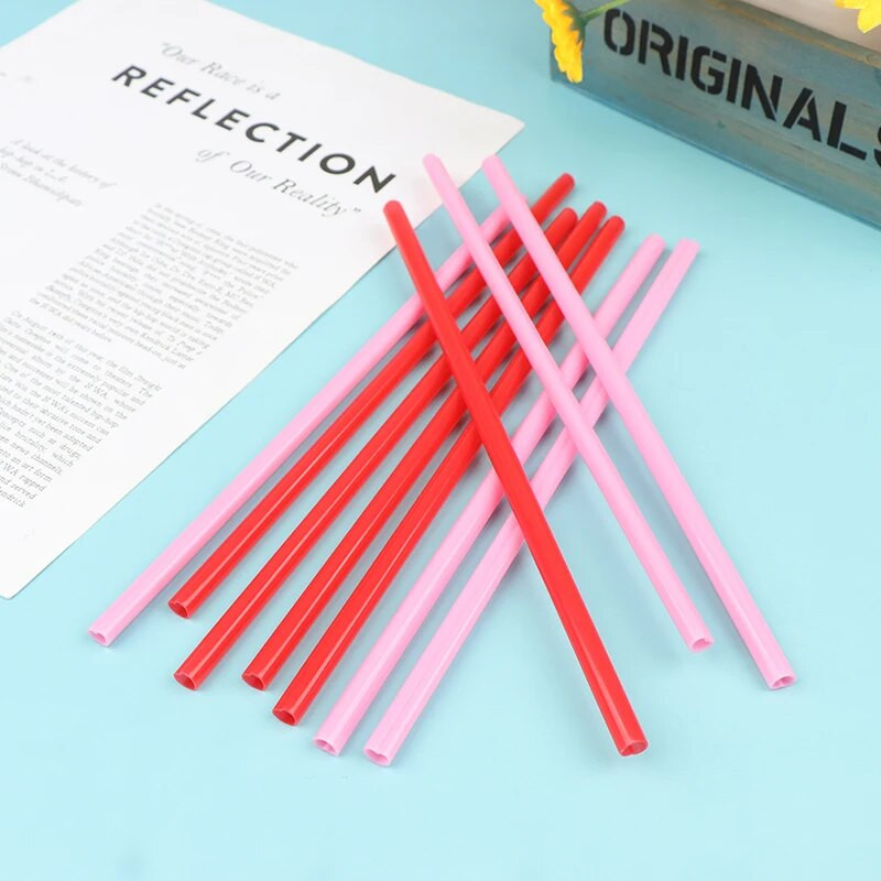 25 kom Plastične slamke za piće od 23 cm za višekratnu upotrebu, prijenosne ružičasto crvene slamke u obliku srca, slamke za kavu, pivo, piće, svadbeni bar, potrepštine za zabave