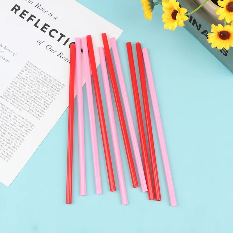 25 kom Plastične slamke za piće od 23 cm za višekratnu upotrebu, prijenosne ružičasto crvene slamke u obliku srca, slamke za kavu, pivo, piće, svadbeni bar, potrepštine za zabave