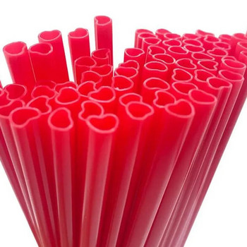 10 τμχ Αναλώσιμα για την Ημέρα του Αγίου Βαλεντίνου Heart Straw Pink Red Colors Party Drink Straw Ξεχωριστή συσκευασία
