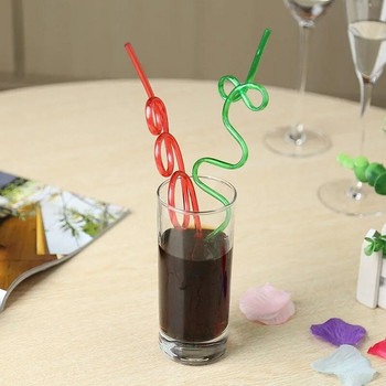 10 бр. Crazy Curly сламки за пиене Цветни пластмасови тръби за пиене за еднократна употреба Консумативи за парти за рожден ден Бар Аксесоари за парти
