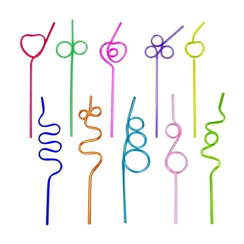 10 τεμ. Crazy Curly Drinking Straws Πολύχρωμο πλαστικό ποτού μιας χρήσης Παιδικό πάρτι γενεθλίων προμήθειες Αξεσουάρ για πάρτι μπαρ