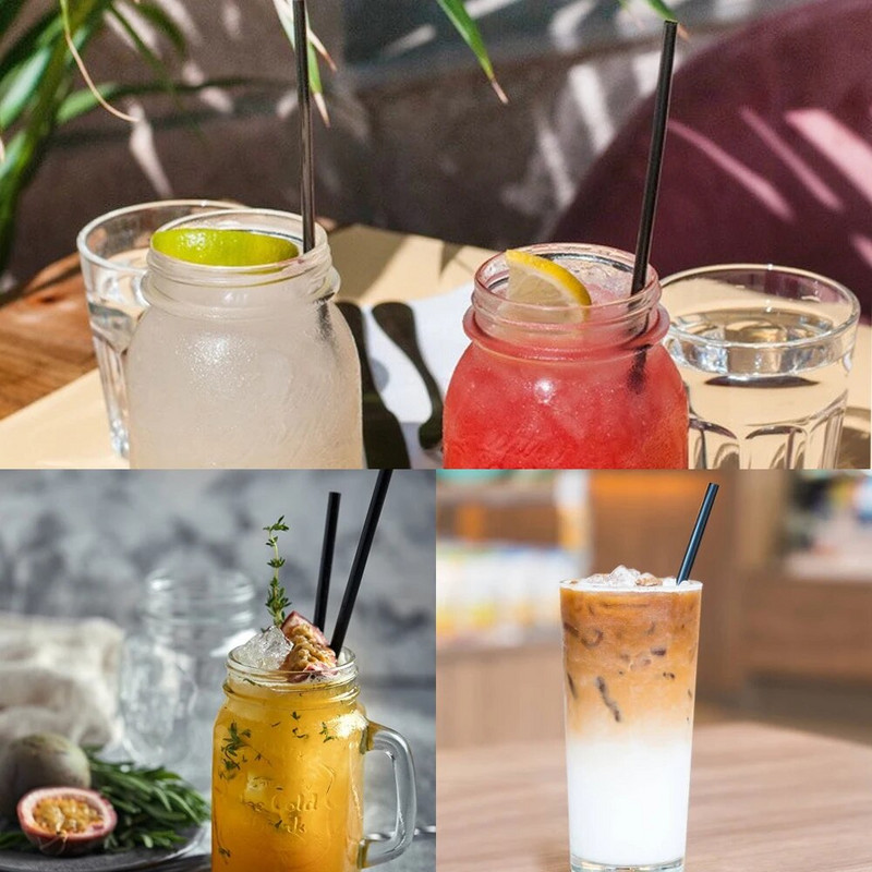 500 tk ühekordsed kokteilikõrred 21/13cm mustad pikad lühikesed plastikkõrred DIY peokõle köögitarvikud joogikõrred