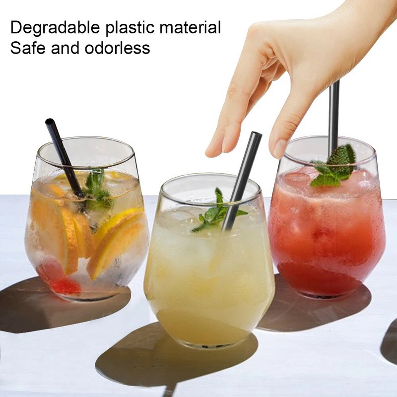 500 tk ühekordsed kokteilikõrred 21/13cm mustad pikad lühikesed plastikkõrred DIY peokõle köögitarvikud joogikõrred