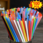 100 τμχ Πολύχρωμα πλαστικά καλαμάκια μιας χρήσης Γάλα Τσάι κοκτέιλ χυμός ποτό καλαμάκια Προμήθειες γενεθλίων για μπαρ Αξεσουάρ κουζίνας