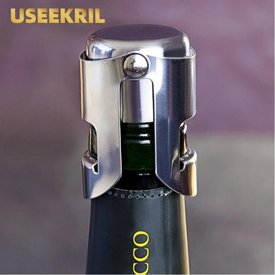 Dop pentru sticlă de vin din oțel inoxidabil Dop pentru sticlă de șampanie, sigilat în vid, gonflabil, spumos, pentru dop de șampanie, instrument de bar.