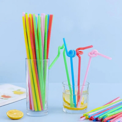 100 de bucăți paie din plastic multicolore pentru băuturi de bucătărie, de unică folosință, paie de băut pentru cocktail, accesorii pentru petrecerea de nuntă