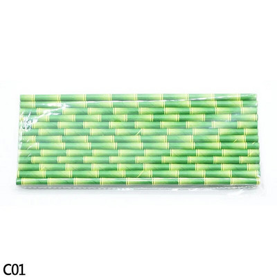 Zeleno smeđi uzorci od bambusa Papirnate slamke Slamka za ispijanje soka za koktele za vjenčanje Rođendan Bar Pub Jungle potrepštine za zabavu