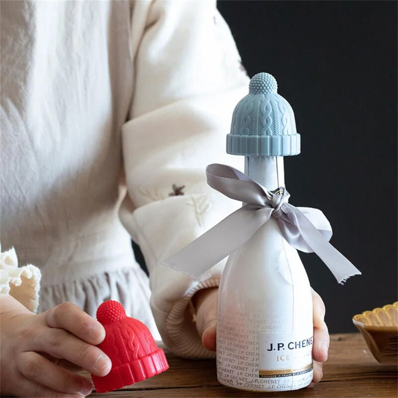 Creative Red Silicone Wine Stopper Christmas Καπάκια μπουκαλιών σε σχήμα καπέλου Επαναχρησιμοποιήσιμα Διακοσμητικό πώμα πώματος κρασιού σφραγισμένο για σαμπάνια